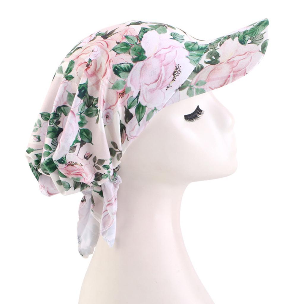 Cotton Outdoor Visor Hat with Attached Scarf Head Cover Adjustable Lightweight Sun Protection Cap for Women and Men