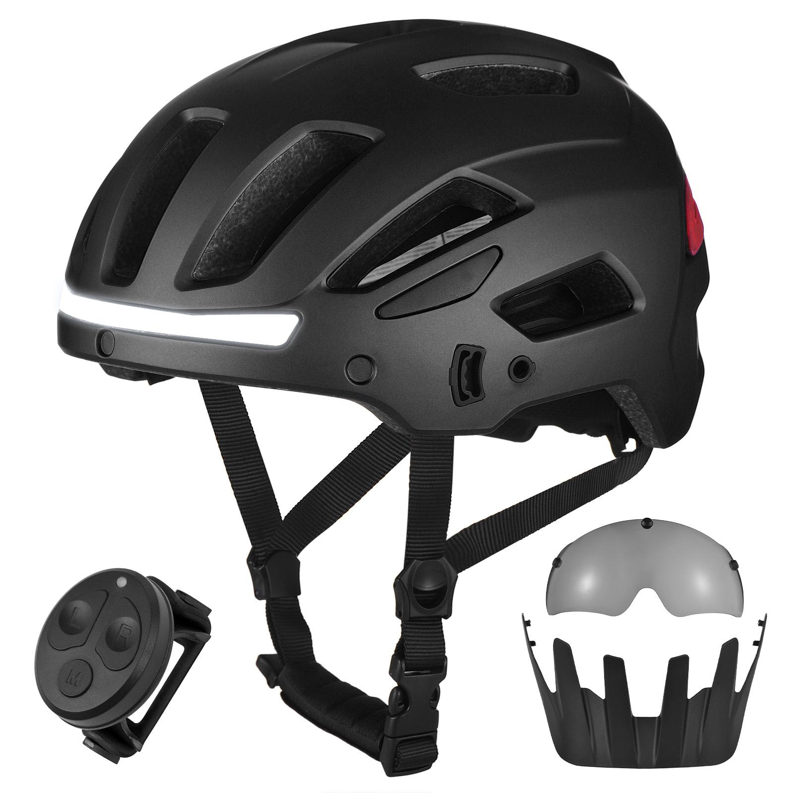 

Велосипедный шлем для взрослых мужчин, горный велосипедный шлем с дистанционным управлением, перезаряжаемый фонарь для ночной езды L чёрный