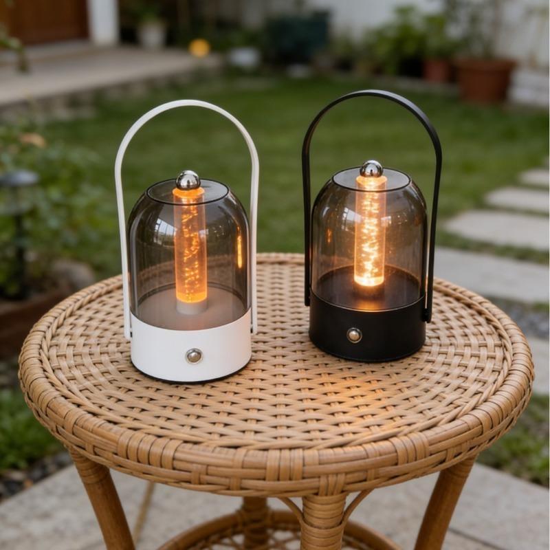 Type‑C Rechargeable Portable Camping Lantern, Stylish Minimalist 3‑Color Dimmable Ambient Night Light for Indoor Outdoor Decoration