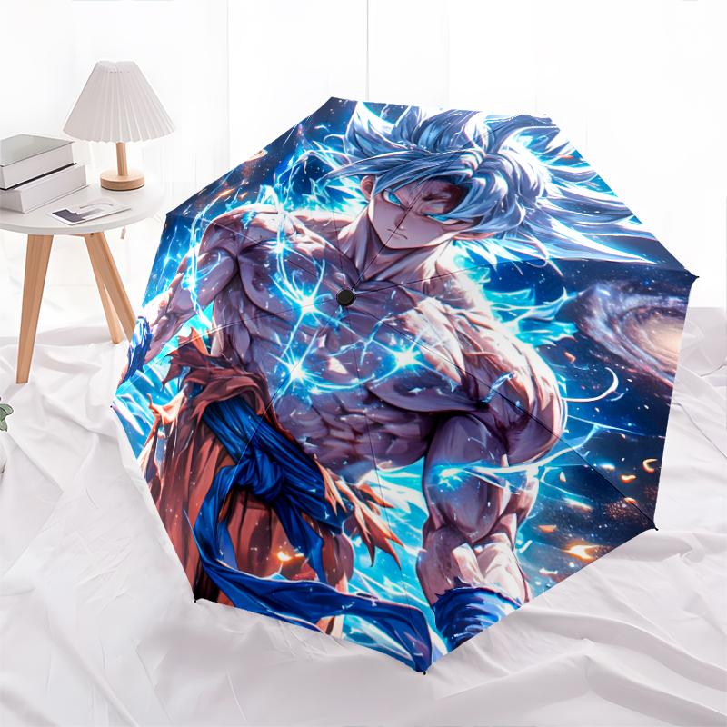 Goku Dragon Ball Pattern, Automatic Folding Umbrella, Portable and Foldable Design, 8 Ribs, a Christmas or Birthday Gift.