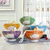Ceramic High Bowl Multi-Sized Colorful Lucky Cat Soup Bowl Salad Bowl Underglaze Kitchen Household Tableware Children's Couple