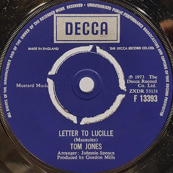 

7inch Record TOM JONES Letter To Lucille F13393 Decca 1973 UK Pop Used