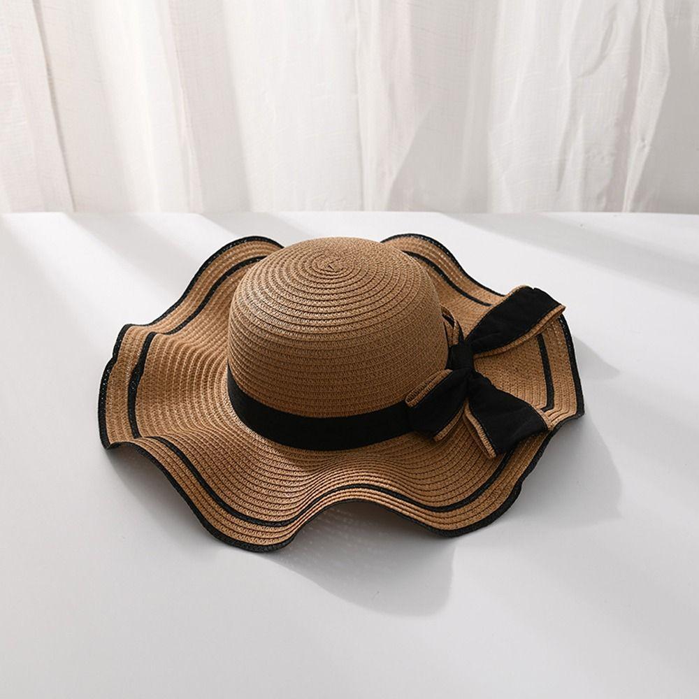 Wide Brim Sunscreen Bucket Hat Bohemian Fisherman Hat Fashion Straw Weave Sun Hat  Riding