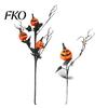Halloween Festive Floral Arrangement Artificial Pumpkin Stems, Black Branch with Maple Leaves, Fake Leaf And Decor Gothic for Vase, Indoor