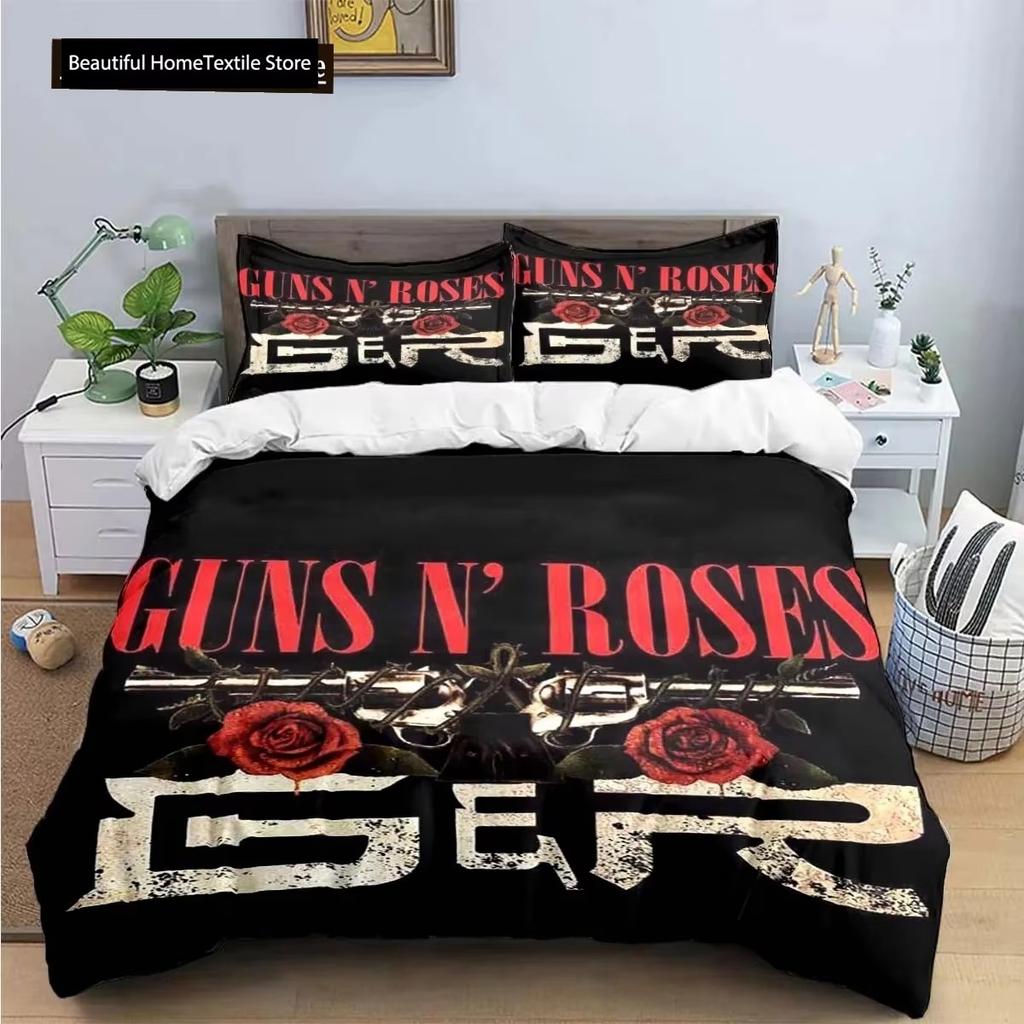 3D-tryck Guns N Roses GNR Band Retro Sängkläder Pojkar Flickor Twin Queen King Size Påslakan Örngott Säng Pojkar Vuxen