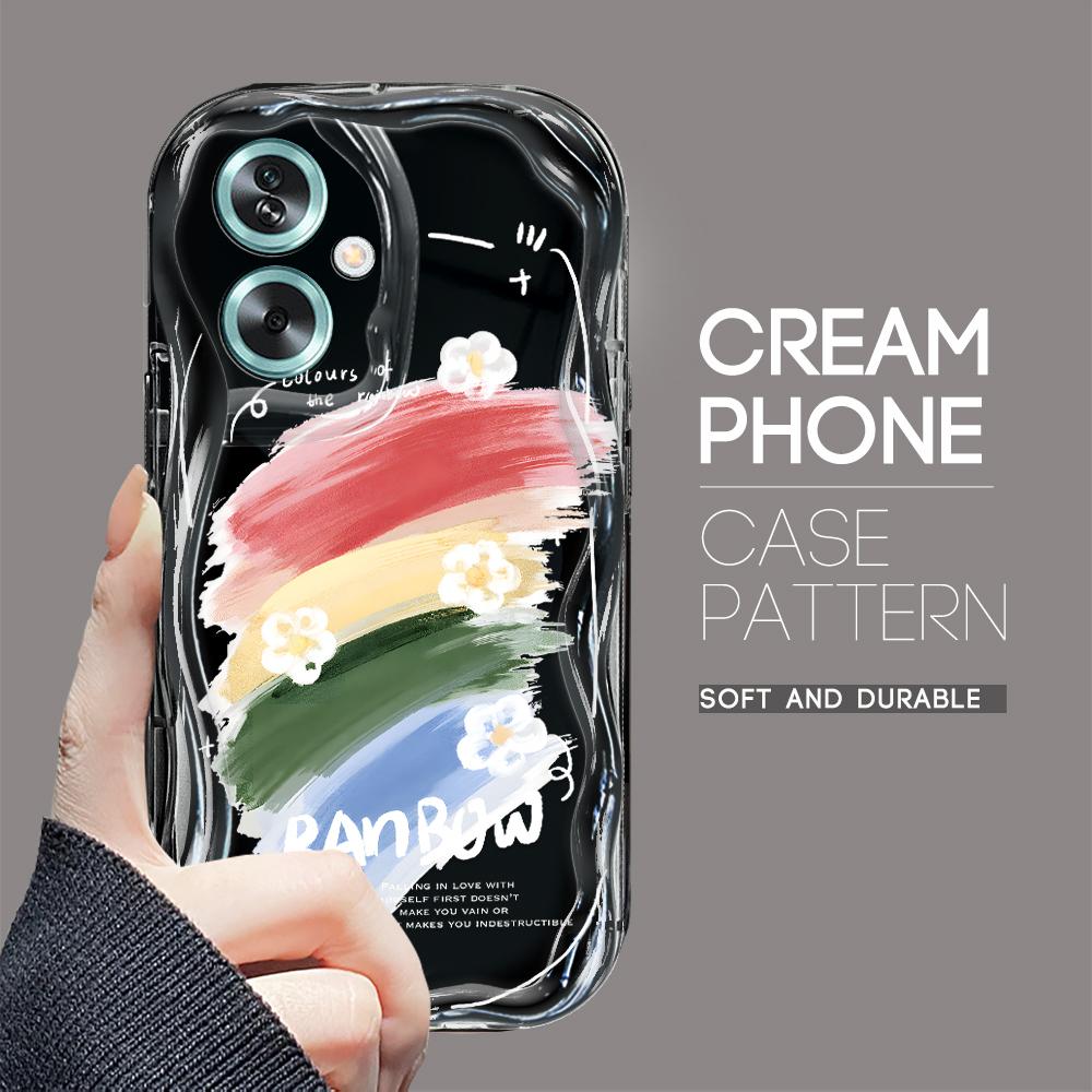 Cute Cartoon Pattern Cream Texture Casing Wavy Edge Soft Silicone Cover Phone Case for OPPO Reno Realme