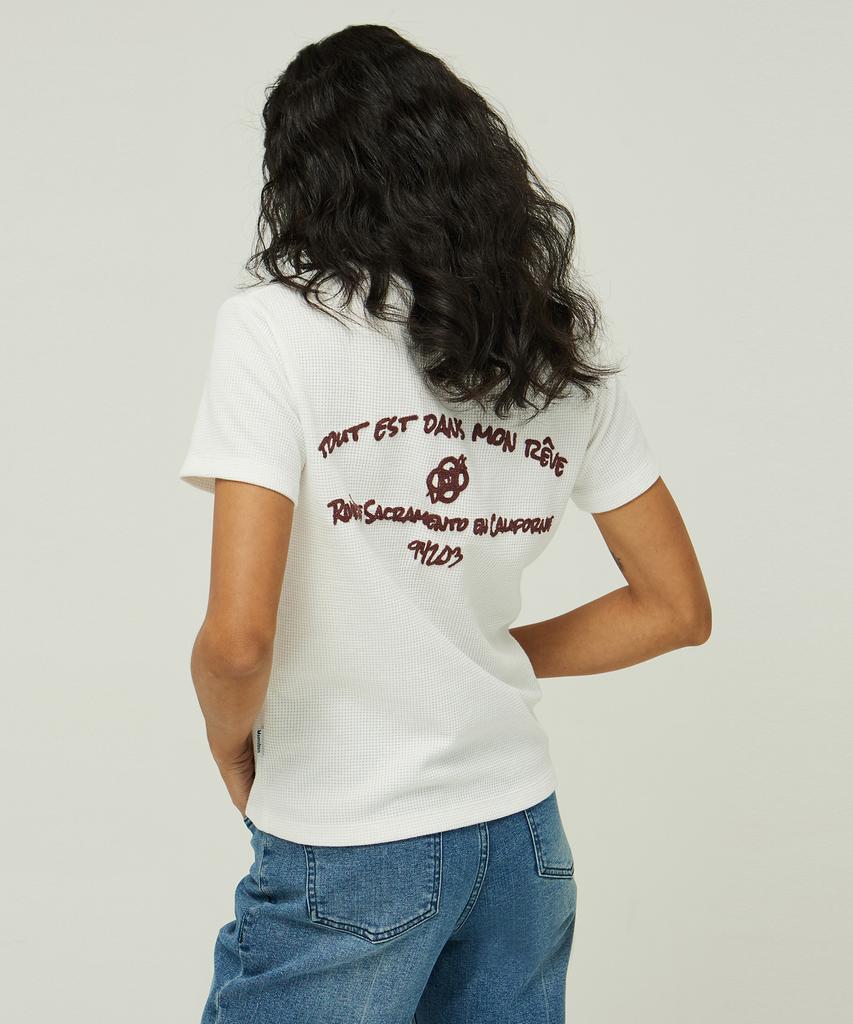 MAGOODGAN Lydia 3620 Waffle Chain Embroidery Off-White T-Shirt