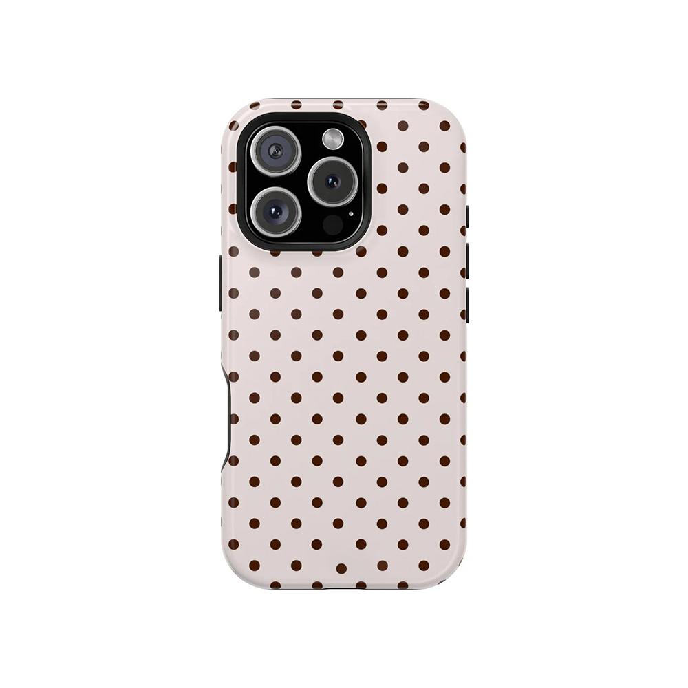 Luxury Clmj Cocoa Dots Polka Phone Case for iPhone 17 16 15 14 13 12 11 X XS XR Air Pro Max Plus Double-layer Back Cover