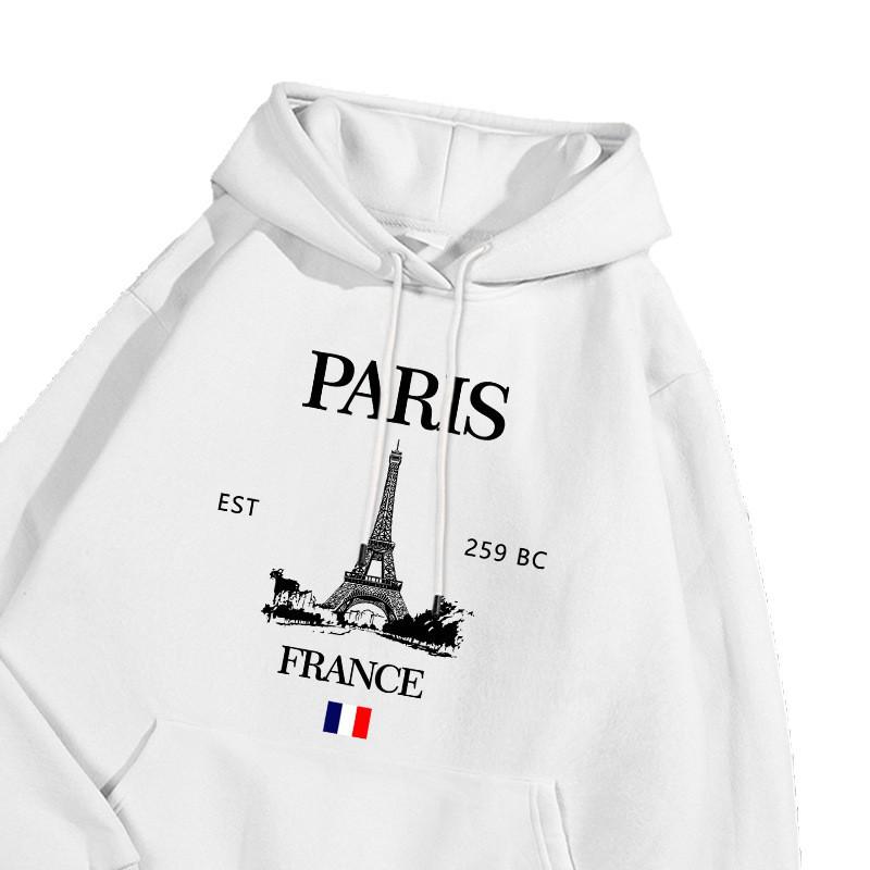 Sudadera con capucha de moda para mujer, tamaño europeo, Torre Eiffel de París
