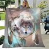 Arte Fantasia Lupo Morbido Peluche Divano Letto Lancio Cartone Animato Picnic Coperte Moderna Coperta di Flanella Stampata Copriletto Regalo
