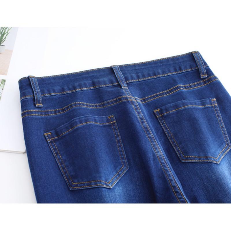 Straight Leg Stretch Jeans Women's High Waist Slimming Middle-aged Women Slim Casual Pants