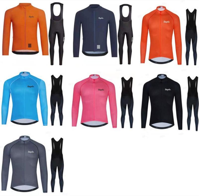 Een Verscheidenheid aan RAPHA Herfst en Winter Heren- en Dameskleding met Lange Mouwen van Fleece voor Fietsen, Sportkleding Set voor Racefiets