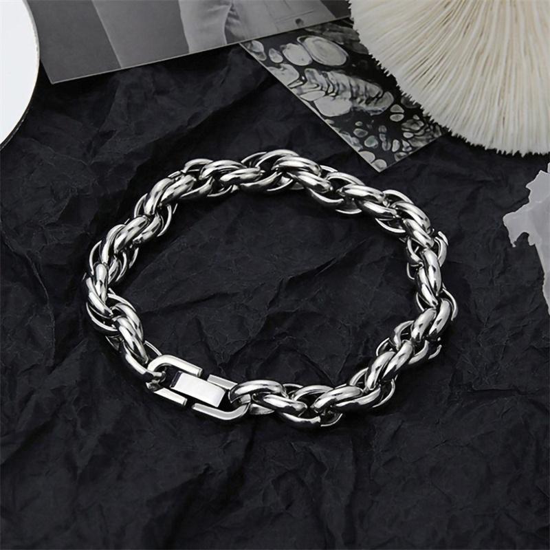 Classic Stainless Steel Cuban Chain Bracelet Fashion Men's Street Hip Hop Punk Titanium Steel Bracelet Fashion Men's Jewelry Gif