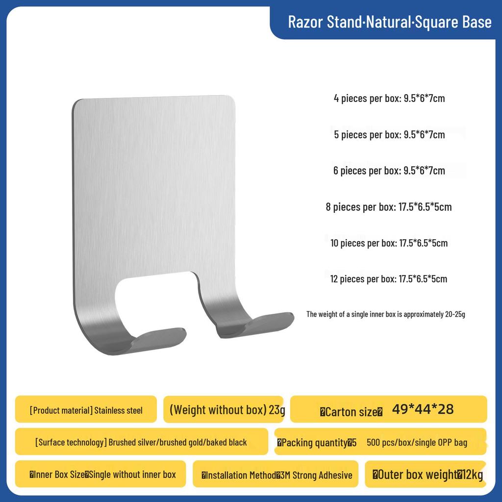 304 Stainless Steel Adhesive Hook, No-Drill Bathroom, Door, Kitchen, Coat & Hat Hook