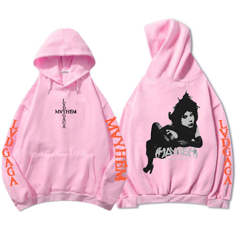 Hooded Pullovers Lady Gaga Mayhem Album Graphic Hoodies Hip Hop Unisex Streetwear Long Sleeve Loose Oversized Y2k Male Sweatshirts Print Hoody