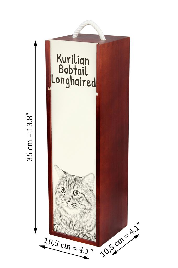 Kurilský bobtail dlouhosrstý - vinná krabička s kočkou, krabička na alkohol s grafikou, personalizovaná dárková krabička od značky Art-Dog