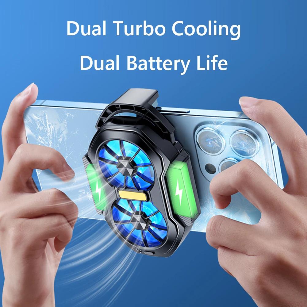 FS01 Dual Fan Mobile Phone Cooler Plug-in/Rechargeable Gaming Cooling Radiator with Universal Back Clip for Mobile Phones