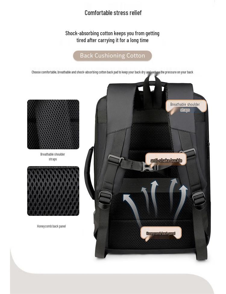 Herren Erweiterbarer Reise-Laptop-Rucksack - Hohe Kapazität, Grenzüberschreitende Business-Tasche