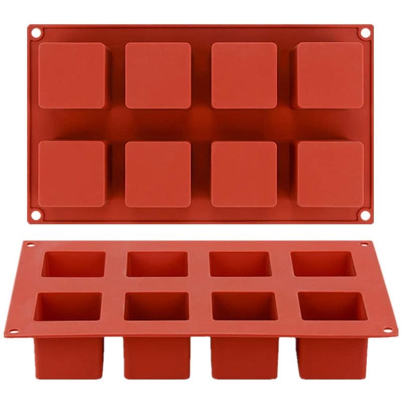 Silikonová forma 3D čtvercová, na bábovku, pěnu, dort, mýdlo, svíčku, želé, brownie, cheesecake, čokoládový lanýžový pudink, tácek