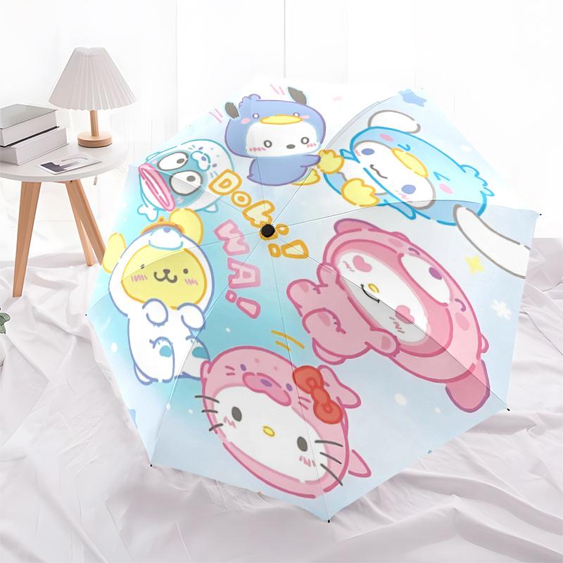 

1pc Hello Kitty & Friends Automatic Opening/Closing Umbrella with Foldable Design, Iron Frame, Outdoor Use, Festival Gift for Fans, Travelers, Daily U