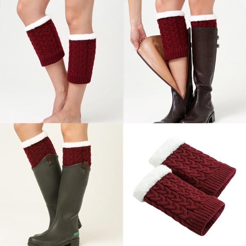 Winter Warm Crochet Knitted Boot Cuffs Toppers Socks Short Leg Warmers Cable Knit Ankle Heap Socks Womens Boot Socks