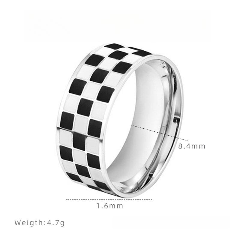 

Модное кольцо в черно-белую клетку, кольцо для пары, женское ювелирное изделие из титановой стали с гальваническим покрытием 9