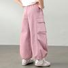 LUSON Chen Da Zhu Children's Clothing, Girls' Cargo Pants, New Style for Older Kids, 2025 New Trendy Loose-Fitting Sports Pants for Girls