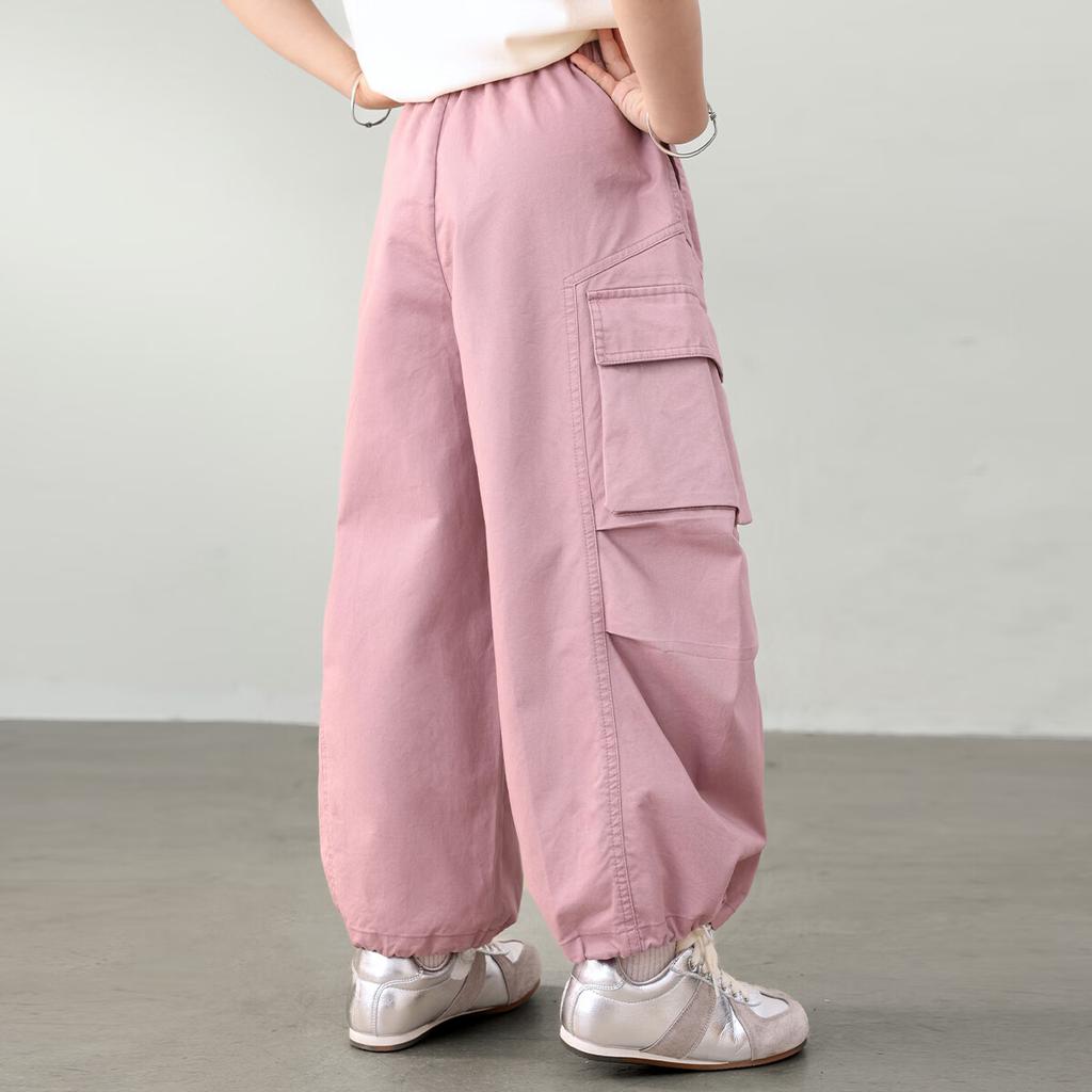 LUSON Chen Da Zhu Children's Clothing, Girls' Cargo Pants, New Style for Older Kids, 2025 New Trendy Loose-Fitting Sports Pants for Girls