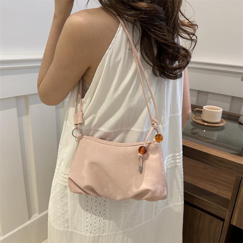 Moda Nova Primavera e Verão Personalidade Bonita e Elegante Bolsa Amassada Quadrada Pequena Estilo para o Trabalho Textura Diagonal Bolsa Feminina