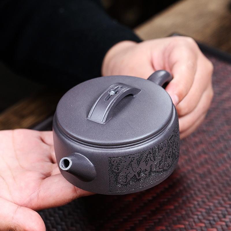 Ceainic Yixing de 170 ml, oală din lut violet cu noroi Tianqing, set de ceai Kung Fu în stil chinezesc, fierbător cadou