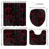 1/4 Brick Wall Shower Curtains, Toilet Seat Decoration, Shower Curtain With Carpet And Toilet Lid, 12 70.8X70.8 Inch Hooks