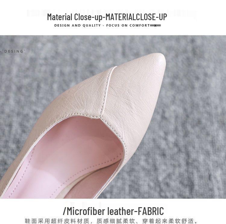 Autumn 2025 Women's Genuine Leather Korean Fashion Pointed Toe Slip-On Chunky Mid Heel Shoes