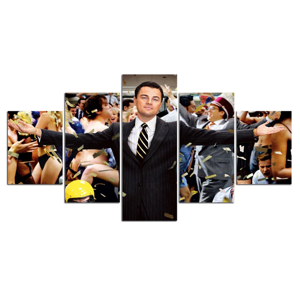 

No Framed Canvas 5Pcs Hot Money The Wolf of Wall Street Movie Wall Art Pictures Paintings Home Decor for Living Room Decorations 20x35 20x45 20x55cm