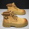 New Suede Leather Men's High Top Shoes Outdoor Fashion Ankle Boots Hiking Shoes Men Casual Shoes Retro Motorcycle Boots Sneakers