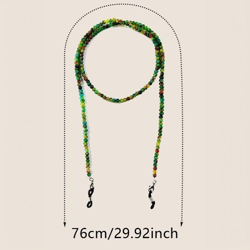 Lightweight Colored Glass Glasses Chain Vintage Handmade Beads Glasses Hanging Rope Adjustable Anti Loss Mask Chain Men Women