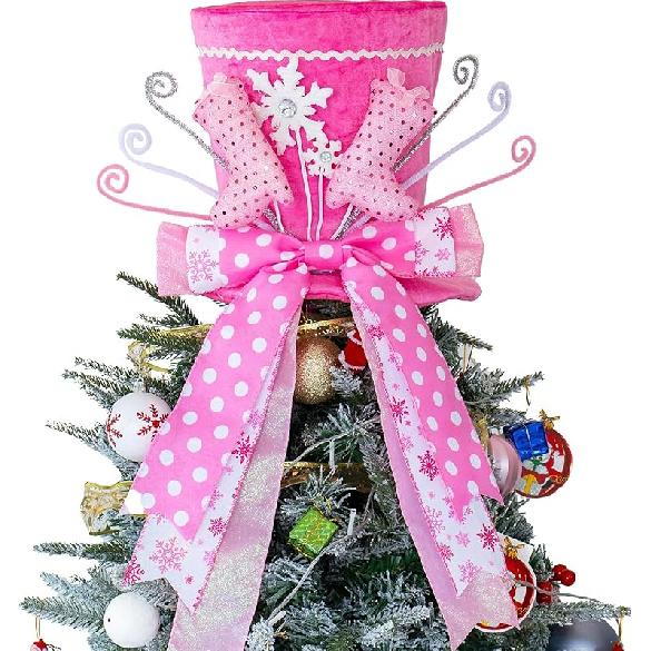 Christmas Tree Topper Hat, Gingerbread Man Xmas Tree Toppers Large Red Hat with Lengthened Ribbon, Christmas Tree Ornaments for Christmas Holiday