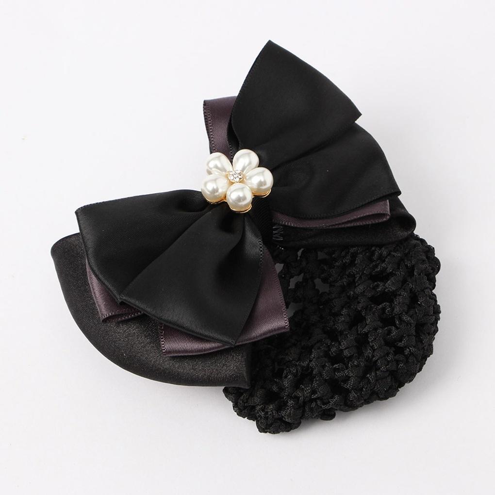 Women's Daily Pearl Ribbon Hair Net Updo Hair Net