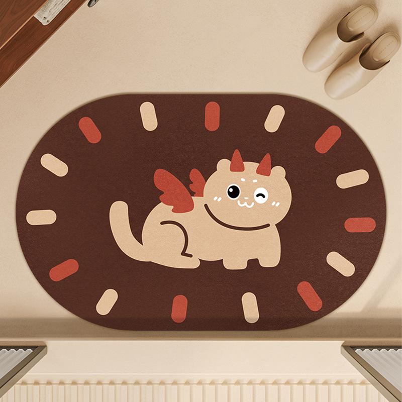 Cartoon Dog Bathroom Floor Mat, Special Diatom Mud For Bathroom, Water-Absorbing Non-Slip Foot Pad, Dirt-Resistant And Quick-Drying Ground At The