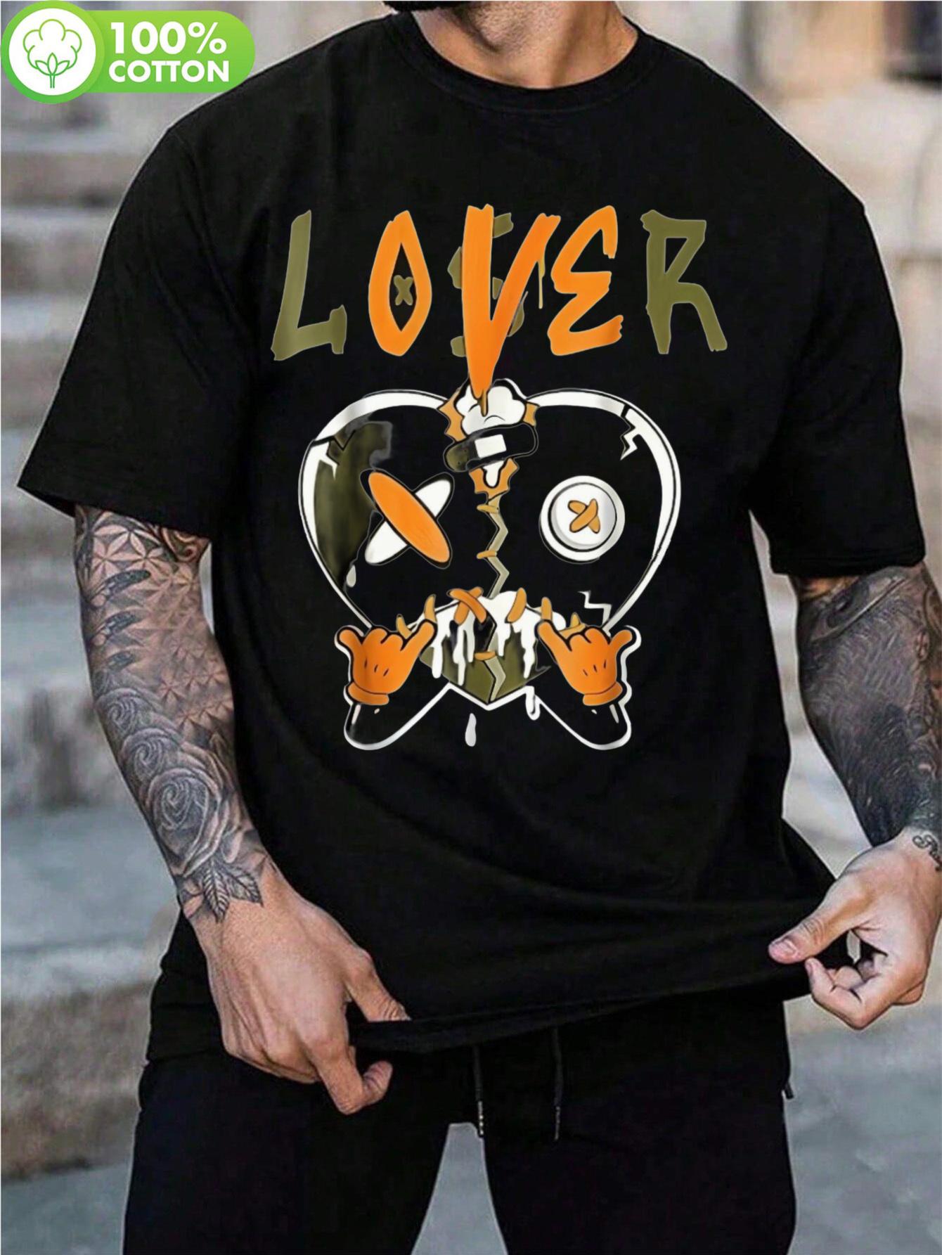 1pc Loser Lover Olive Green Graphic Tshirt - 100% Cotton ... L