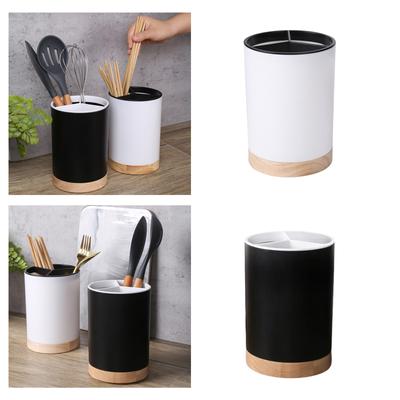 Portautensili da cucina robusto con design rotante Base in legno per un facile accesso Grande capacità Portaoggetti per bacchette