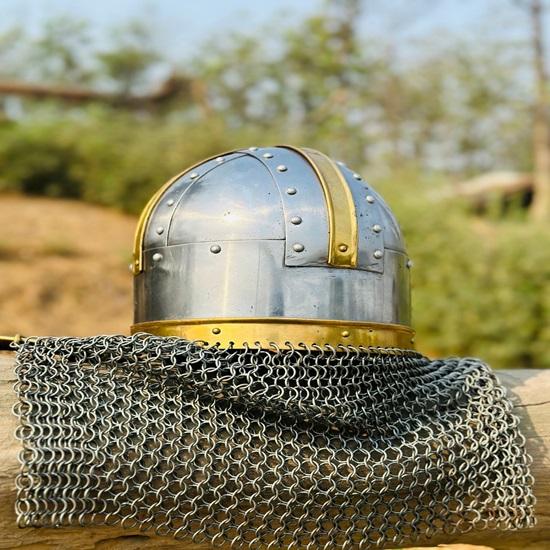 Viking Chainmail Helmet Armor Chain Mail Helmet Medieval Brass Helmet Chainmail Hand Forged Armor Helmet Best Gift