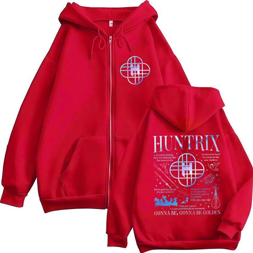 

Limited Huntrix Logo Zipper Hoody KPop Demon Hunters Zip Up Sweatshirt Men Women Y2K Vintage Oversized Coats Jacket Hoodies M червоний