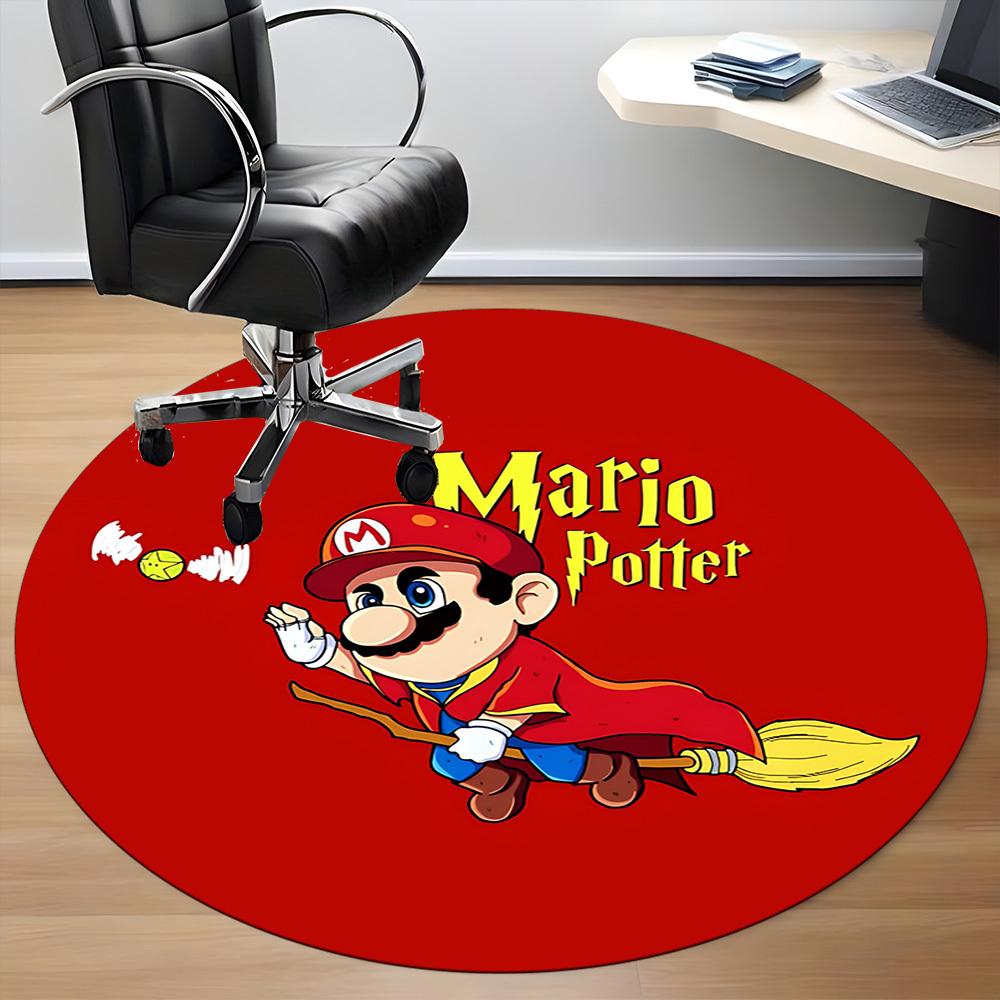 1PC Mario Potter Office Round Area Rug, Indoor Mat Suitable For Office, Under Office Chairs Bedroom Living Room Home Decor, Room Deco1101