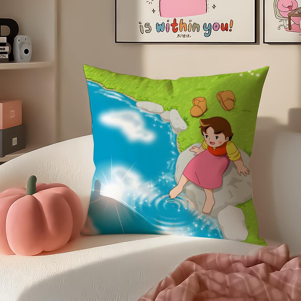 Cartoon HHeidi Girl of the Alps Cushion Cover Pillowcase Short Plush Invisible zipper Room Sofa Cushion Cover