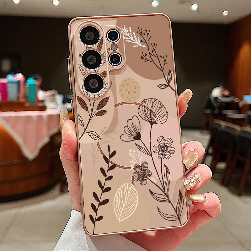 Cartoon Daisies Flower Pattern Case For Samsung S26 Edge S25 FE S24 Plus S23 S22 Ultra A15 A16 A17 A35 A36 A37 A54 A55 A56 A57 5G Magnetic Matte Cover