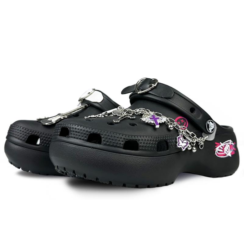 Crocs Classic Platform Clog Clogs Women's Black Pink