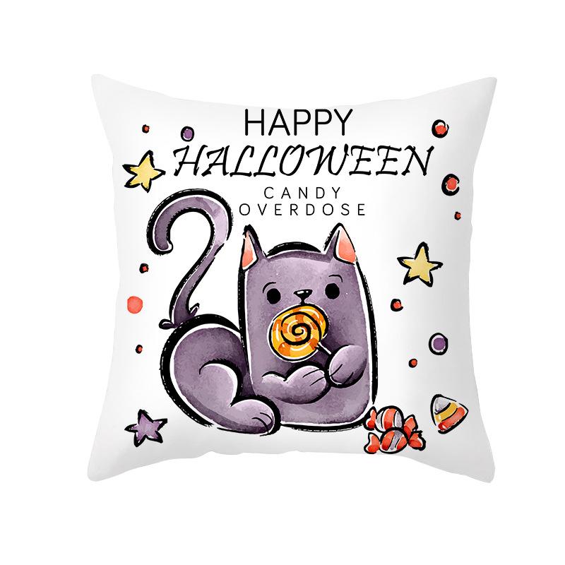 Halloween Pillow Cover Cartoon Pumpkin Head New Peach Skin Cushion Cover Sofa Cushion