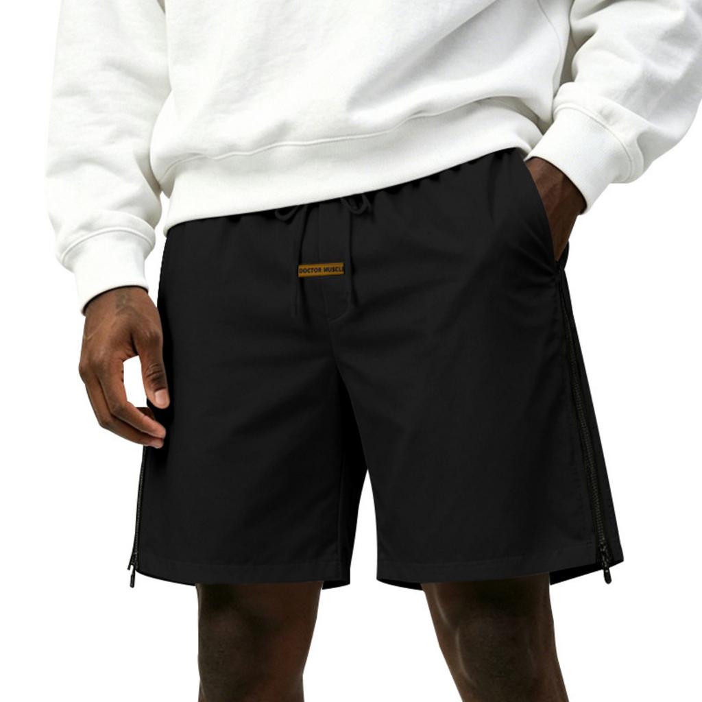 Men's Casual Athletic Shorts with Side Zipper - Loose Fit Streetwear Shorts