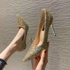 Shoes 2025 New Women's Spring and Summer Versatile Sequins Show Clothes Chinese Wedding Shoes Bridal Shoes High Heels Women's Stiletto