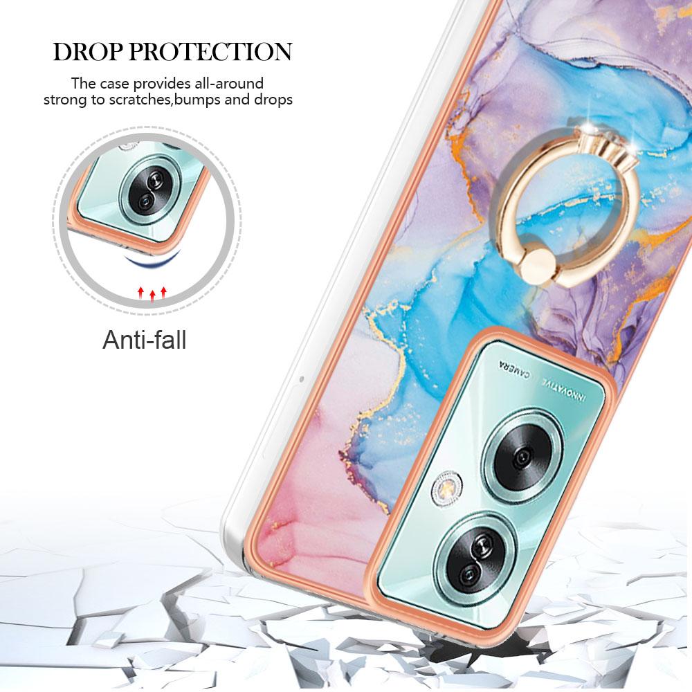 For Oppo A79 5G/A2 5G Case with Ring Kickstand IMD Marble Pattern TPU Back Cover